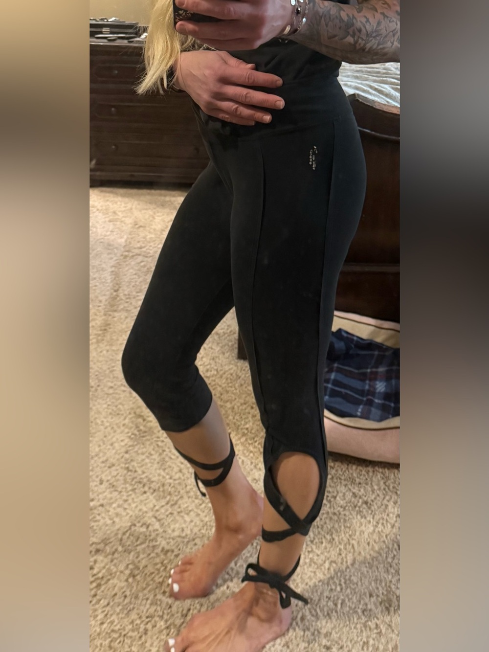 Women’s Free People Movement Cropped Ponte Pants with Ankle Tie Detail